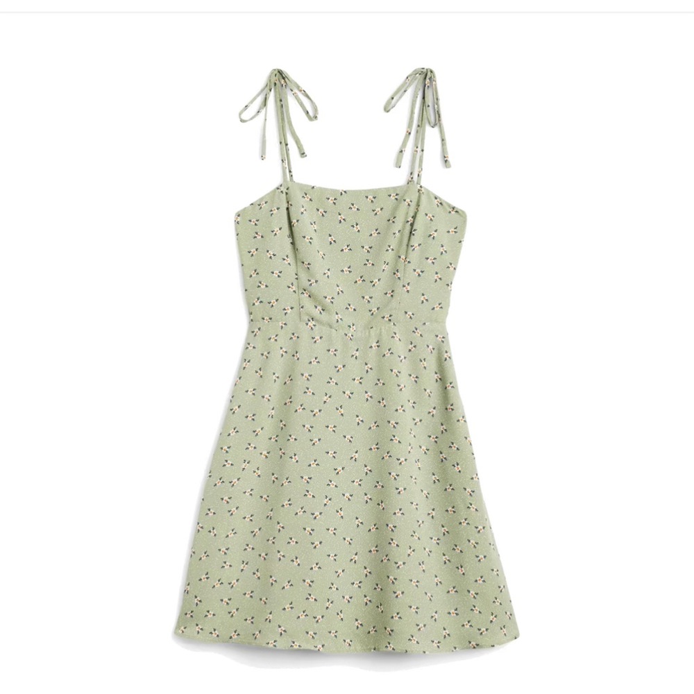 Floral green mini dress